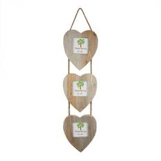 Natural Photo Frames Nicola Spring 4" Wooden Hearts Hanging Triple Photo Frame