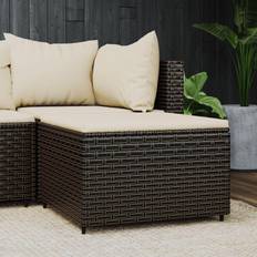 Lounge Outdoor Stools vidaXL Patio Footrest with Cushion Brown Poly Rattan