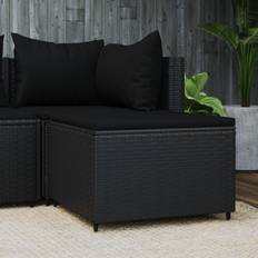 Nero Sgabelli da Esterno vidaXL Poggiapiedi Da Giardino Con Cuscino In Polyrattan Nero MXL 130082