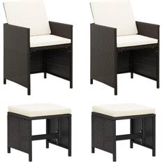 Acero Sillas de Patio vidaXL Conjunto De Jardín Huanchaco 2 Sillones + 2 Taburetes Ratán Pe Negro