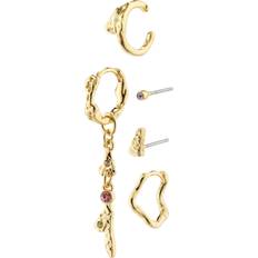 Pilgrim Shy Earrings & Cuff 5-in-1 set - Gold/Multicolour