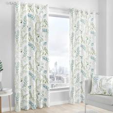 Cotton Curtains Fusion Leaf Print Eyelet