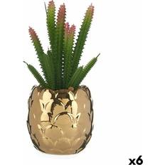 Oro Plantas Artificiales Ibergarden Decorativa Cerámica Dorado Cactus Verde Plástico 6 Unidades Planta Artificial