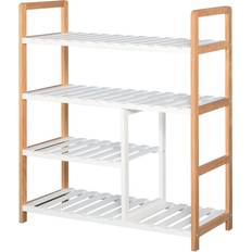 Homcom 4 Tier Brown /White Shoe Rack 68x78cm