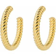 Fiorelli Rope Pattern Open Yellow Gold Hoop Earrings E6216