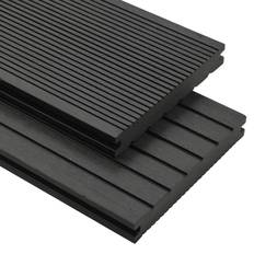 140.0 mm Terrassebrædder vidaXL Massive terrassebrædder med tilbehør WPC 30 m² 4 m sort