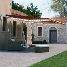 vidaXL markise + vindsensor 400x300 automatisk orange/brun