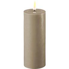 Beige LED-ljus Deluxe Homeart Real Flame Bloklys Sand LED-ljus 10cm