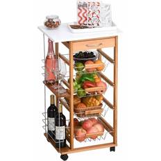 Brown Trolley Tables Homcom Multi Use Kitchen Island Trolley Table