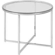 Nordform Cross Round Metal Side with Glass Top Coffee Table