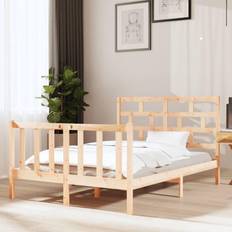vidaXL 135x190 cm Massivt Fyrretræ Sengeramme