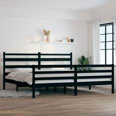 vidaXL Solid Wood Pine Bed Frame 200x200 cm Black