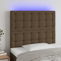 vidaXL Med LED-Lys 100x5x118/128 cm Stof Mørkebrun Sengegavl
