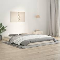 King size sängar och madrasser vidaXL vit 150x200 massiv furu Sängram