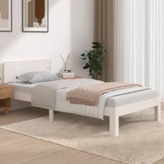 vidaXL 90x190 cm Single Massivt Træ Hvid Sengeramme