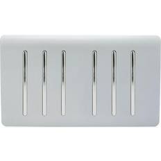 Black Wall Switches Trendi Switch 6 Gang 2 Way Double Plate Rocker Light Silver