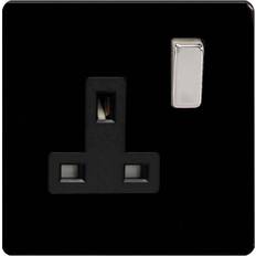 Black Drivers Varilight 13A Jet Black Single Switched Socket