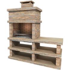 BBQ Side Tables Callow Londres Light Stone Charcoal BBQ with Side Table Shelving H190 Brown