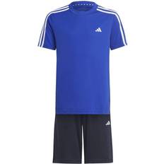 Adidas Junior Boys Train Essentials 3-Stripes Short & T-shirt Set Blue, Blue, 13-14 Years