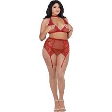 Dreamgirl 4-delt Blonde Sæt Plus Size Rød One Size Queen