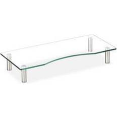 Supporti per Laptop Relaxdays Supporto Monitor, Alzatina per tv, Standing Computer Desk, Rialzo Scrivania, Regolabile, 56x24 cm, trasparente