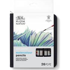 Winsor & Newton Aquarelle Pencils Winsor & Newton 2090005 26-teiliges Geschenkset zum Skizzieren, Illustieren, Zeichnen für Künstler mit 24 Aquarellstiften 1 Skizzenstift in HB und 1 Pinsel