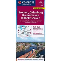 Compas Accessoires GPS KOMPASS Fahrradkarte 3340 Bremen, Oldenburg, Bremerhaven, Wilhelmshaven 1:70.000