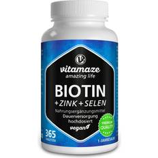 Vitamaze Biotina Altamente Dosificada + Zinc + Selenio 365 Comprimidos Veganos