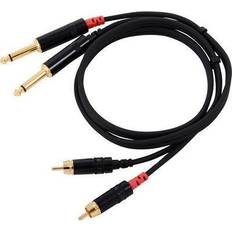 Cavo RCA Cavi Cordial CFU 0.9 PC 2x Cinch 2x Plug 6.3mm Maschio Nero 0,9m