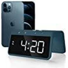 Wekkers Caliber Digitale Wekker met Draadloze Oplader Dual Alarmklok met Wake Up Light Pacific Blue (HCG019QI-PB)