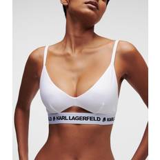 Karl Lagerfeld Logo Peephole Bra, Woman, White