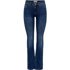 Blush Mid Rise Flared Fit Jeans - Blue/Dark Blue Denim