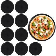 Relaxdays Pizza Tray Round Pan 32 cm 10 Pieces Baking Stone