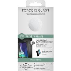 Force Glass Protection d'écran pour iPhone 14 Pro en Verre Organique Plat Privé Noir transparent