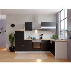 Respekta Winkelküche KBL280WSCG 280 cm Weiß Schwarz