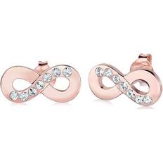 Elli Dam 925 sterling silver kristaller oändliga örhängen guldpläterad, colore: Rosa, cod. 0309222914