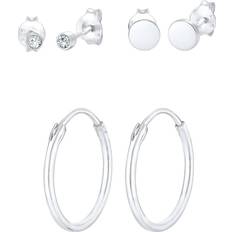 Parures de bijoux Elli Ohrring-Set »3er Set Stecker Kristalle 925 Silber« silberfarben