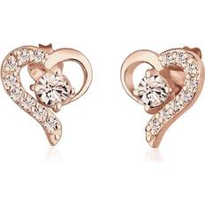 Elli Earrings Heart Motif Love with Crystals - 925 Sterling Silver