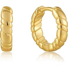 Gold Smooth Twist Huggie Hoop Earrings E038-02G