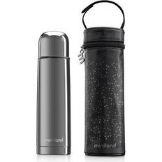 Argent Thermos pour bébé Miniland deluxe thermos silver exclusif pour liquides de 500ml avec effet chromé et sac isotherme prémium, un pack de luxe