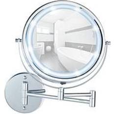 Wenko Væghængt Power-Loc LUMI Kosmetikspejl med LED-belysning - Forstørrelse x5