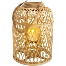 B - LED-belysning Bedlamper Näve LED Sollygtekurv Bambus Højde 38 cm Naturlig Bedlampe