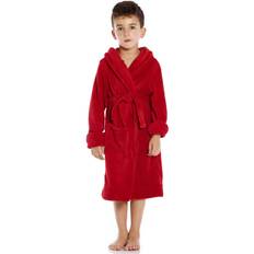 Long Sleeves Bath Robes Children's Clothing Leveret Kids Solid Hooded Fleece Robe Purple