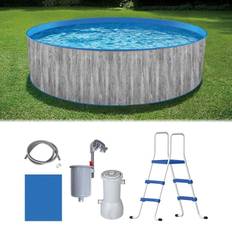 Freestanding Pools Blue Wave 12 ft. Round 36 in. D Capri Steel Wall Pool Package, Gray