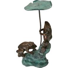 Bronze Parasols & Accessories Design Toscano Design Toscano Lily Pad Umbrella Frogs Solid