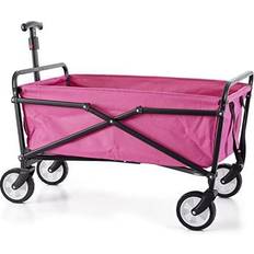 Utility Wagons Seina Steel Compact Collapsible Folding Outdoor Portable Utility Cart Pink