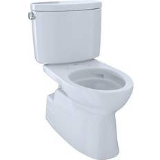 Toilets Toto Vespin II Two-Piece Elongated 1.28 GPF Universal Height Skirted Design Toilet with CeFiONtect Cotton White CST474CEFG#01