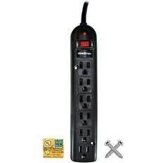 Electrical Accessories Weltron 10ft Power Cord 6-Outlet Surge Protector Power Strip Black WSP600PLF10BK