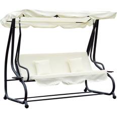 OutSunny Hammock Med Liggfunktion Upp Till 340 Kg 200 x 120 x 164 Cm Kräm