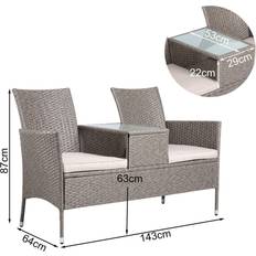 Polyrattan Med Bord 143 x 64 x 87 cm
